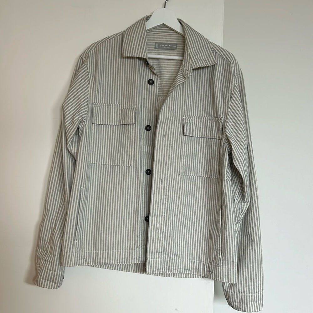 Organic Cotton & Linen Everlane Striped shirt jacket (never worn) size XXS